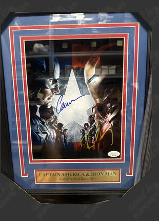 Chris Evans & Robert Downey Jr signed Framed Plaque (w/ JSA)