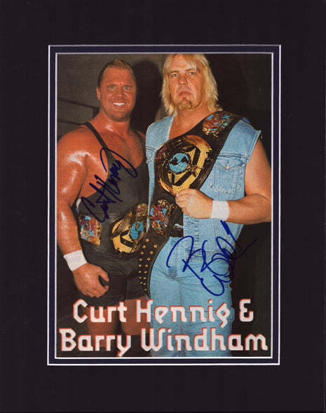 Curt Hennig & Barry Windham dual signed Matted Photo (w/ JSA)