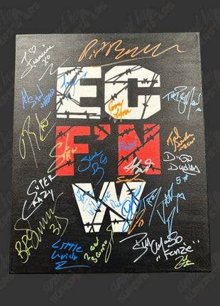 EC FN W multi-signé 16x20 pouces, toile peinte à la main