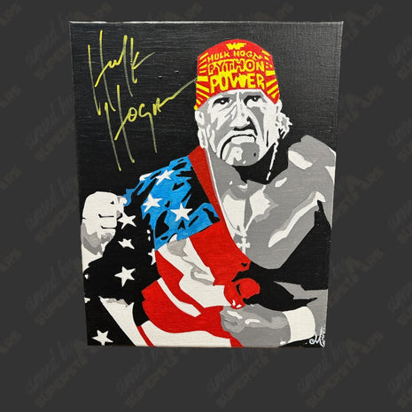 Hulk Hogan signed 11x14 Hand Painted Canvas Art