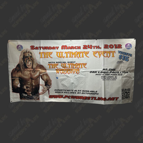Ultimate Warrior signed giant 8' x 4' Vinyl Banner