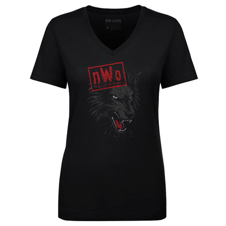 nWo Wolf Logo WWE Women's V-Neck T-Shirt