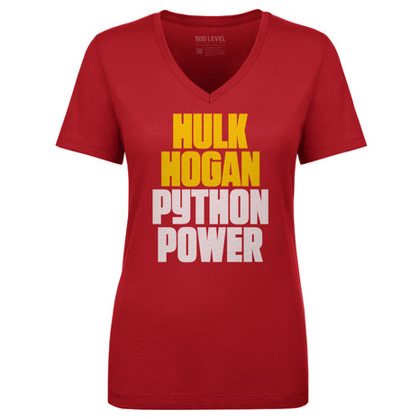 Hulk Hogan Python Power Font WWE Women's V-Neck T-Shirt