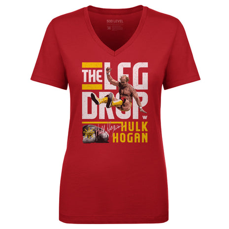 Hulk Hogan Leg Drop WWE Women's V-Neck T-Shirt