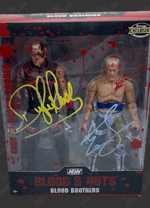 Cody Rhodes & Dustin Rhodes dual signed AEW Blood & Guts Action Figure