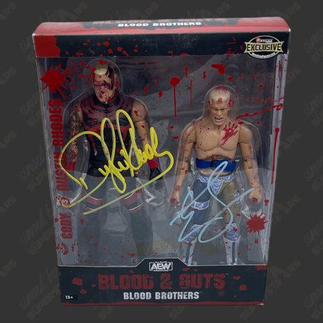 Cody Rhodes & Dustin Rhodes dual signed AEW Blood & Guts Action Figure