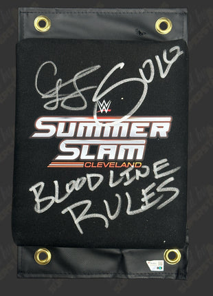 Cody Rhodes & Solo Sikoa dual signed WWE Summerslam 2024 Turnbuckle Pad (w/ Fanatics + Inscription)