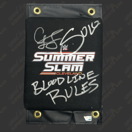 Cody Rhodes & Solo Sikoa dual signed WWE Summerslam 2024 Turnbuckle Pad (w/ Fanatics + Inscription)