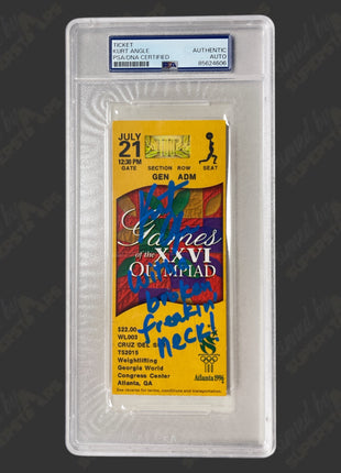 Kurt Angle signed Atlanta 1996 Olympics General Admission Ticket Stub (w/ PSA)