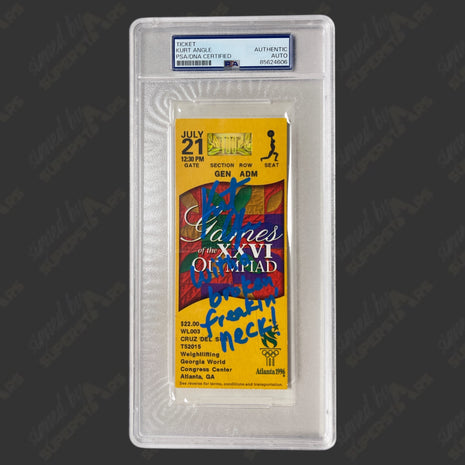Kurt Angle signed Atlanta 1996 Olympics General Admission Ticket Stub (w/ PSA)