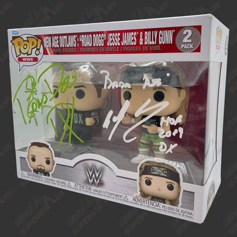 Road Dogg & Billy Gunn dual signed New Age Outlaws WWE Funko POP Figure 2pack