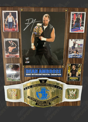 Dean Ambrose signed Wood Plaque with Belt