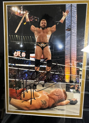 Triple H signed WrestleMania Framed Plaque