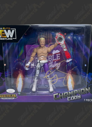 Figura de acción firmada por Cody Rhodes, campeón invicto de AEW (con JSA)