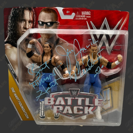 Bret Hart & Jim Neidhart dual signed WWE Battle Pack Action Figure 2pack
