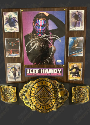 Jeff Hardy signed Wood Plaque with Belt (w/ JSA)