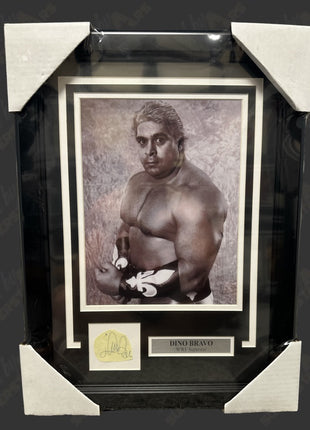 Dino Bravo signed 14x19 Framed Plaque