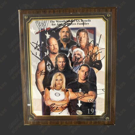 Multi signed WrestleMania XX Armed Forces Benefit Wood Plaque