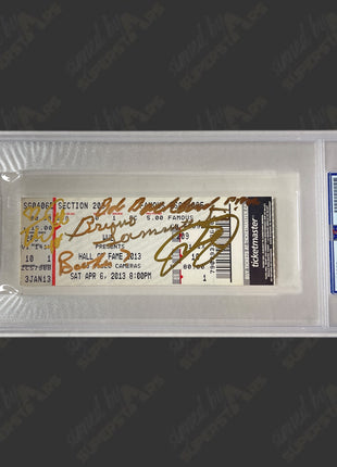Bob Backlund, Bruno Sammartino, Mick Foley, Booker T & Trish Stratus multi-signed WWE Hall of Fame 2013 Ticket Stub (w/ PSA)