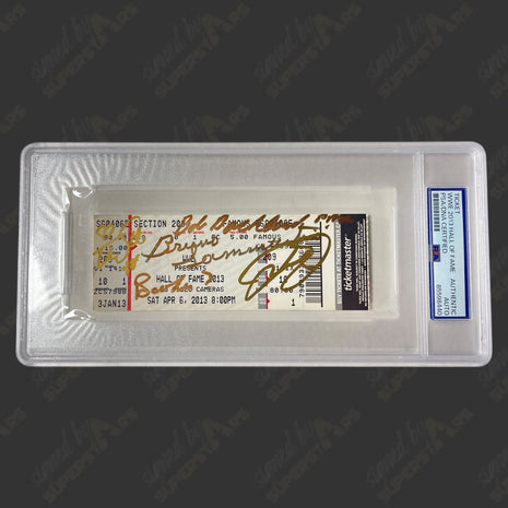 Bob Backlund, Bruno Sammartino, Mick Foley, Booker T & Trish Stratus multi-signed WWE Hall of Fame 2013 Ticket Stub (w/ PSA)