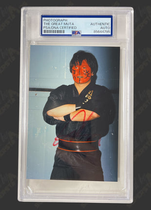Great Muta signed 3.5x5 Photo (w/ PSA)