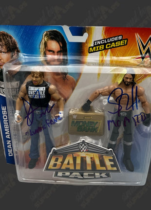 Dean Ambrose & Seth Rollins dual signed WWE Battle Pack Action Figure 2pack