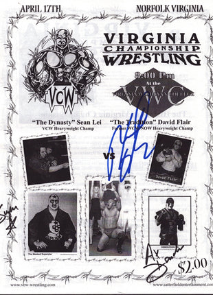 David Flair, Demolition Ax & Masked Superstar triple signed Wrestling Program