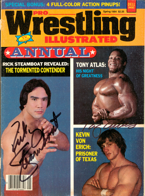 Ricky Steamboat & Tony Atlas dual signed Magazine Page