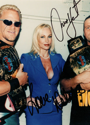 Owen Hart, Jeff Jarrett & Debra triple signed 8x10 Photo (w/ Beckett)