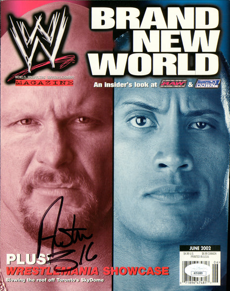 Stone Cold Steve Austin signed WWE Magazine Cover (w/ JSA)