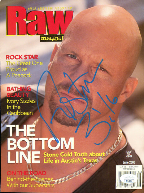 Stone Cold Steve Austin signed WWF Raw Magazine Cover (w/ JSA)