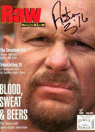 Stone Cold Steve Austin signed WWF Raw Magazine Cover (w/ JSA)
