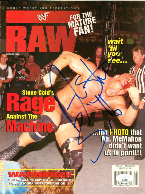 Stone Cold Steve Austin signed WWF Raw Magazine Cover (w/ JSA)