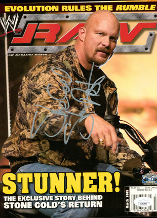 Stone Cold Steve Austin signed WWE Raw Magazine Cover (w/ JSA)