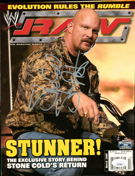 Stone Cold Steve Austin signed WWE Raw Magazine Cover (w/ JSA)