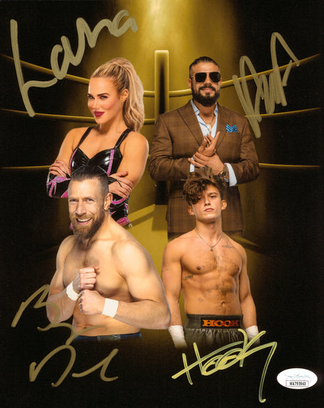 Hook, Lana, Bryan Danielson & Andrade quad signed 8x10 Photo (w/ JSA)
