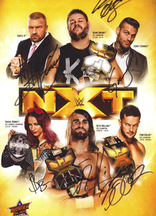 Triple H, Kevin Owens, Corey Graves, Sasha Banks, Seth Rollins & Finn Balor multi-signed 11x17 Photo