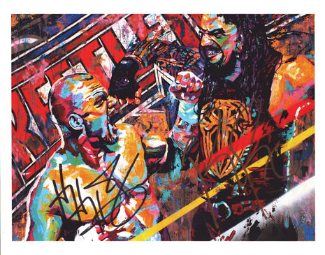 Roman Reigns & Triple H dual signed 11x14 Schamberger Art