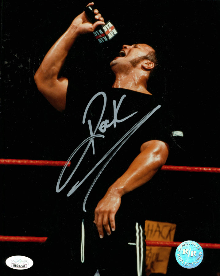 The Rock signed 8x10 Photo (w/ JSA) Signed By Superstars
