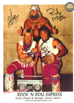 Ricky Morton, Robert GIbson & Jimmy Valiant triple signed 8x10 Photo