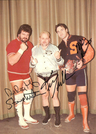 Varsity Club - Dr Death Steve Williams, Kevin Sullivan & Mike Rotunda triple signed 8x10 Photo