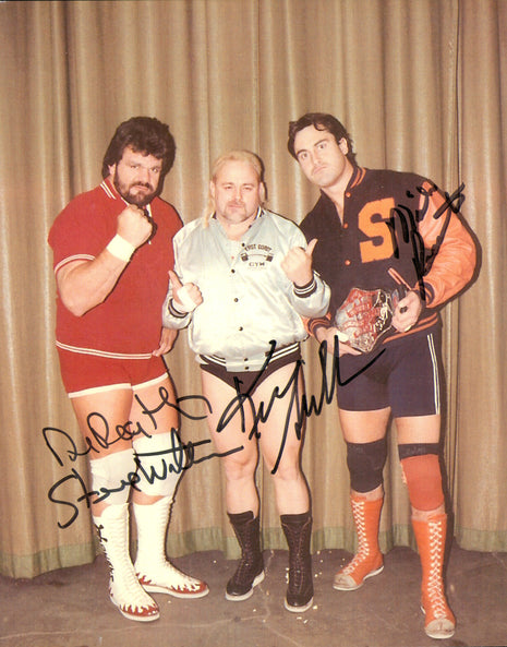 Varsity Club - Dr Death Steve Williams, Kevin Sullivan & Mike Rotunda triple signed 8x10 Photo