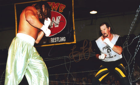 Terry Funk & Sabu dual signed 11x15 Photo