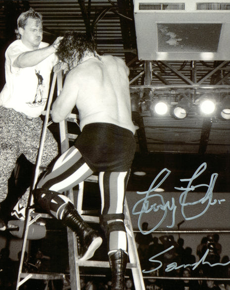 Terry Funk & Sandman dual signed 8x10 Photo