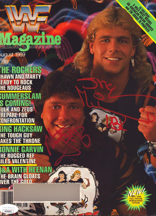 Shawn Michaels & Marty Jannetty dual signed WWF Magazine August 1989 (w/ JSA)