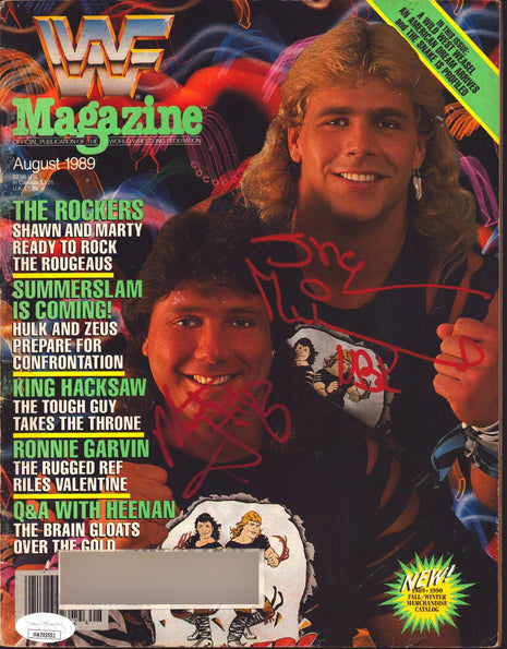 Shawn Michaels & Marty Jannetty dual signed WWF Magazine August 1989 (w/ JSA)