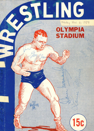 Multi-signed Wrestling Program 11/6/1959 Olympia Stadium