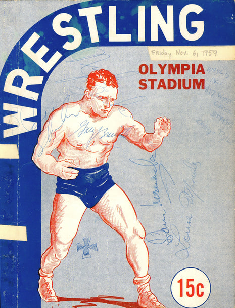 Multi-signed Wrestling Program 11/6/1959 Olympia Stadium