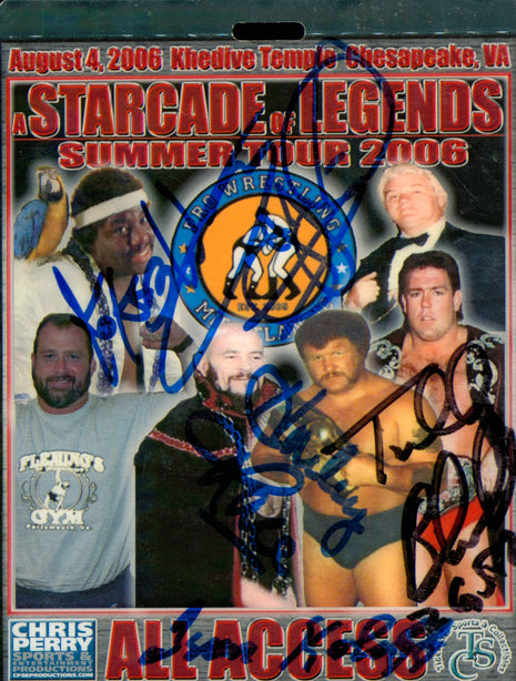 Ivan Koloff, Koko B Ware, Tully Blanchard, Harley Race & JJ Dillon multi-signed All Access Backstage Pass