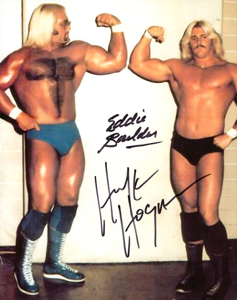 Hulk Hogan y Eddie Boulder (Brutus Beefcake) firmaron dos veces en una foto de 8x10